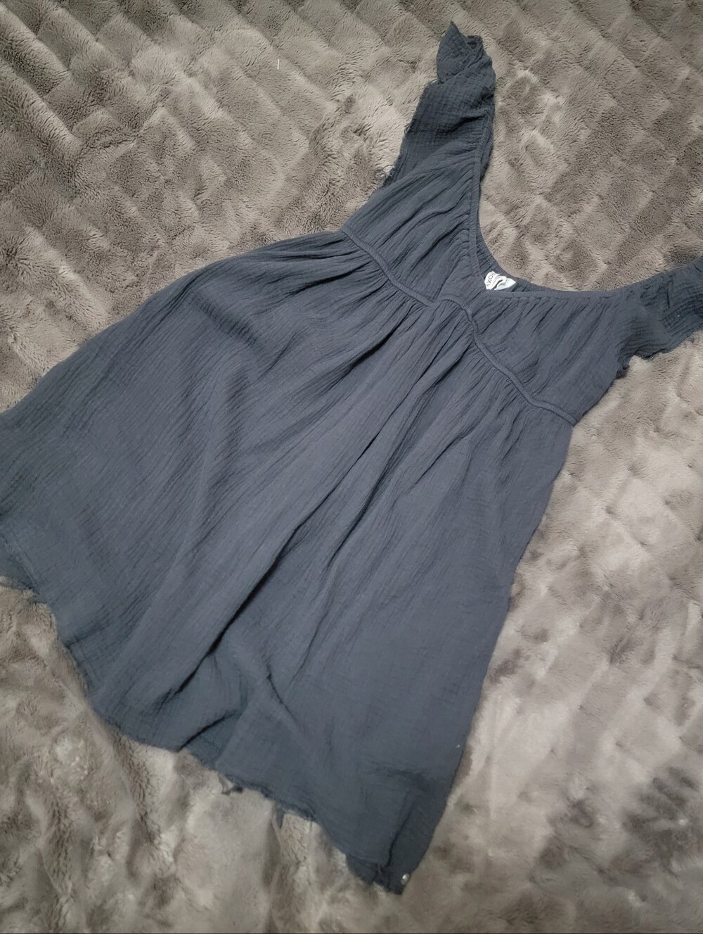 Women's Black Short-Sleeve Babydoll Dress